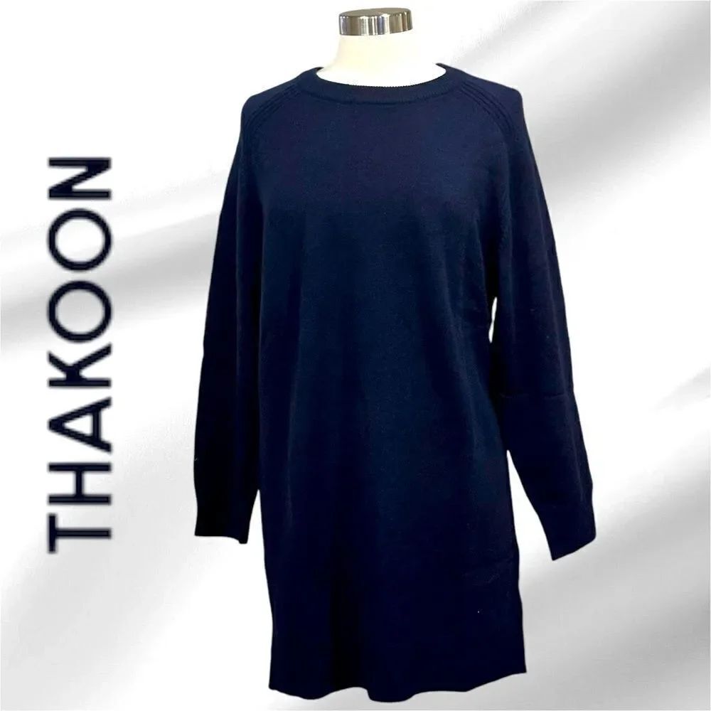 THAKOON Women’s Long Sleeve Sweater Dress in the Size X-LARGE in Midnight Blue